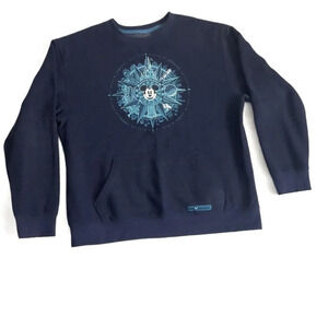 Disney Mickey Mouse Large Navy Front Graphic Long‎ Sleeve Pullover Sweatshirt